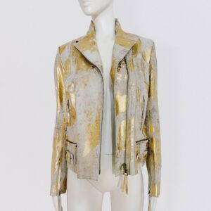 Vintage 00s CHINE COLLECTION Gold textured leather biker jacket