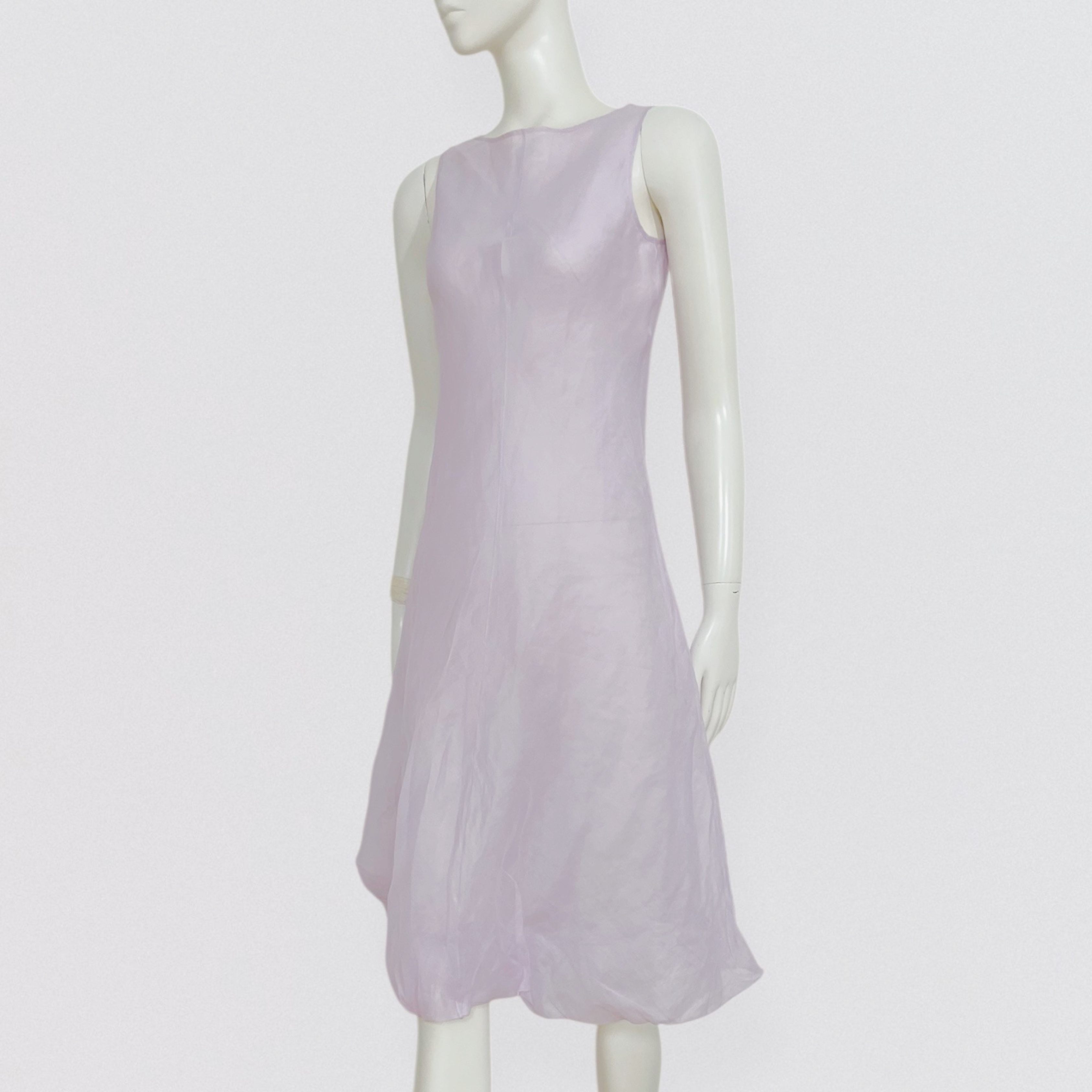 Vintage 90s AGNES B semi sheer lilac cotton midi dress with balloon hem 1