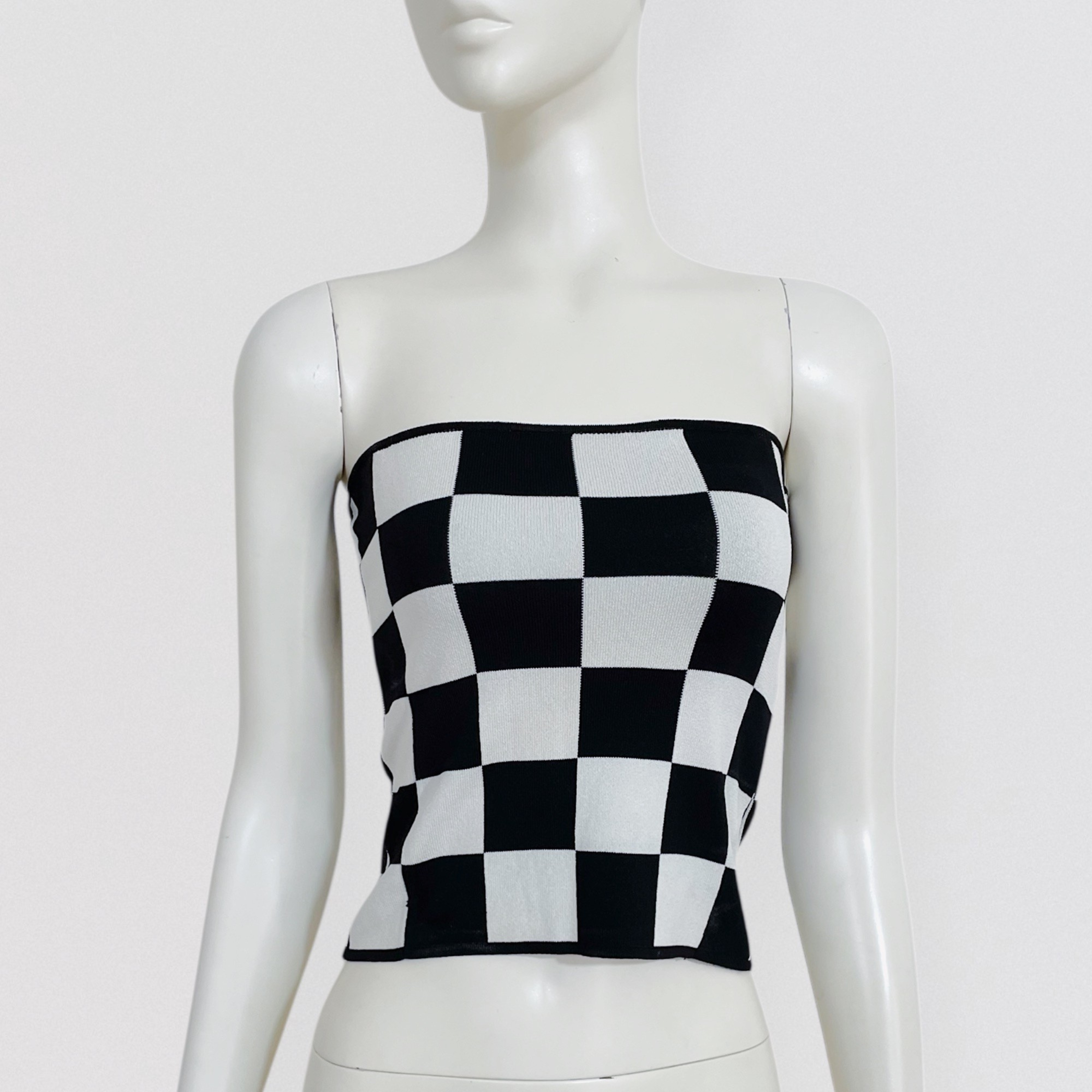 Vintage ICEBERG S/S 2001 checkerboard bustier top Y2K 00s 2