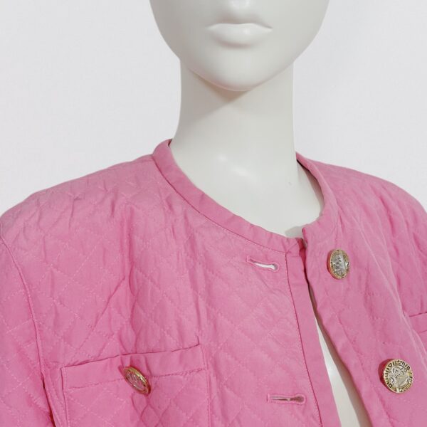 EMANUEL UNGARO – baby pink quilted silk cropped jacket - Image 6