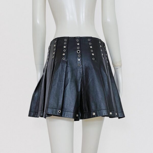 RINASCIMENTO – black pleated leather mini skirt with silver studs - Image 4