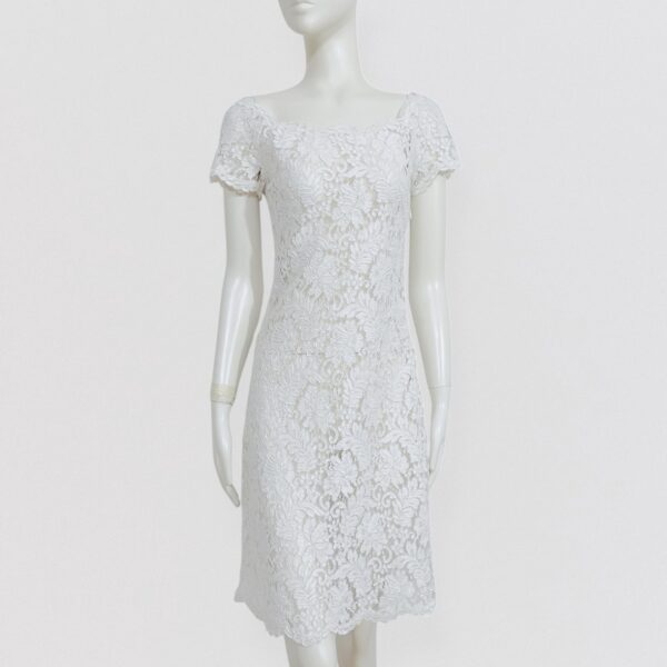 Vintage 00s MARIELLA BURANI White lace midi dress