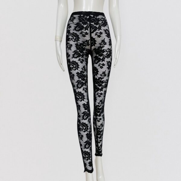 Vintage 90s GEORGES RECH Black lace leggings 80s