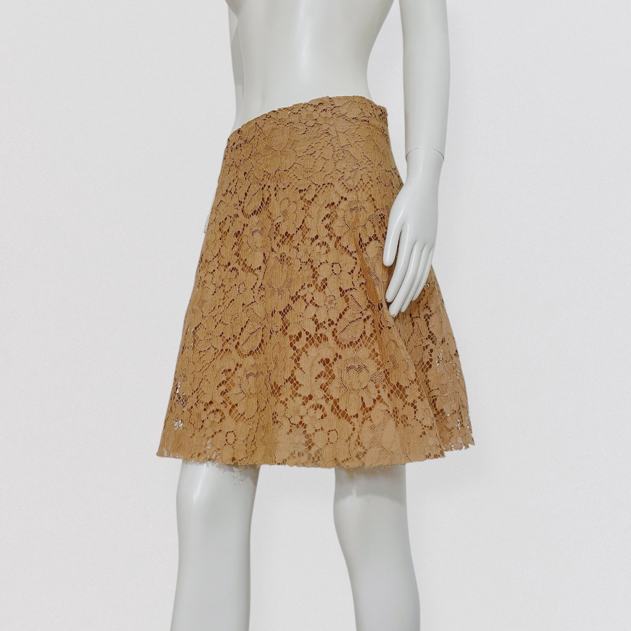 Vintage MIU MIU S/S 2012 Runway 2-in-1 lace and cotton midi skirt