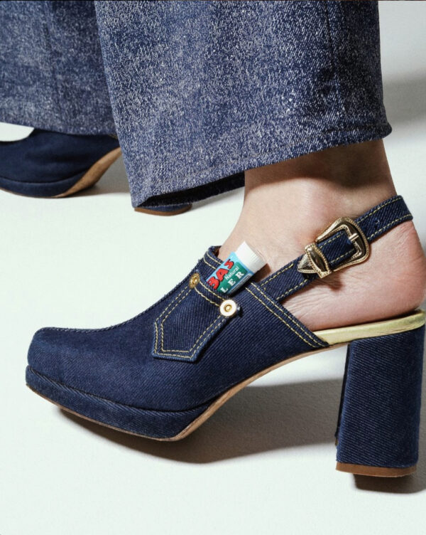 AMELIE PICHARD – High heel denim mules with pocket & buckle Detail - Image 11