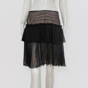 Vintage 00s D&G dolce and gabanna Black silk skirt with ruffle and fringe detail Y2K
