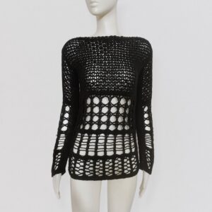 Vintage 90s GF FERRE Black open-knit wool sweater gianfranco ferre 2