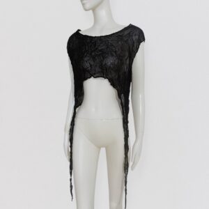 Vintage rare 90s BICHE DE BERE Asymmetric crinkled black crop top