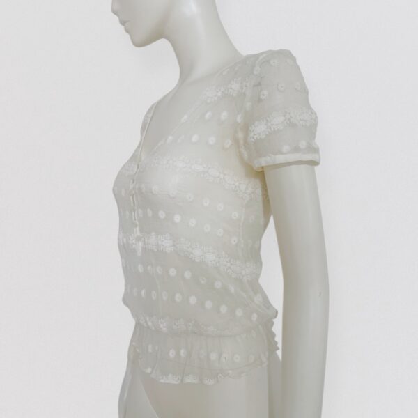 CACHAREL – Sheer embroidered white silk top - Image 3