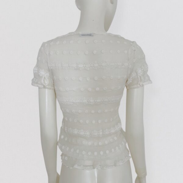 CACHAREL – Sheer embroidered white silk top - Image 4