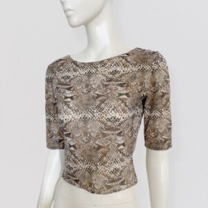 Vintage 00s Y2K LA PERLA Snake print mesh top with 3/4 sleeves