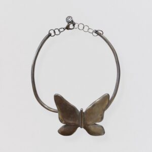 Vintage 90s METAL POINTU’S smoked silver metal butterfly choker necklace 7