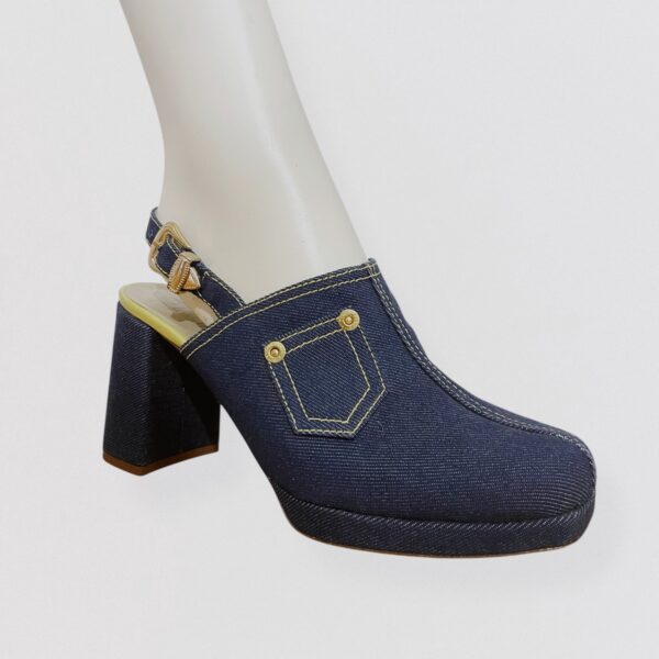 AMELIE PICHARD – High heel denim mules with pocket & buckle Detail - Image 4