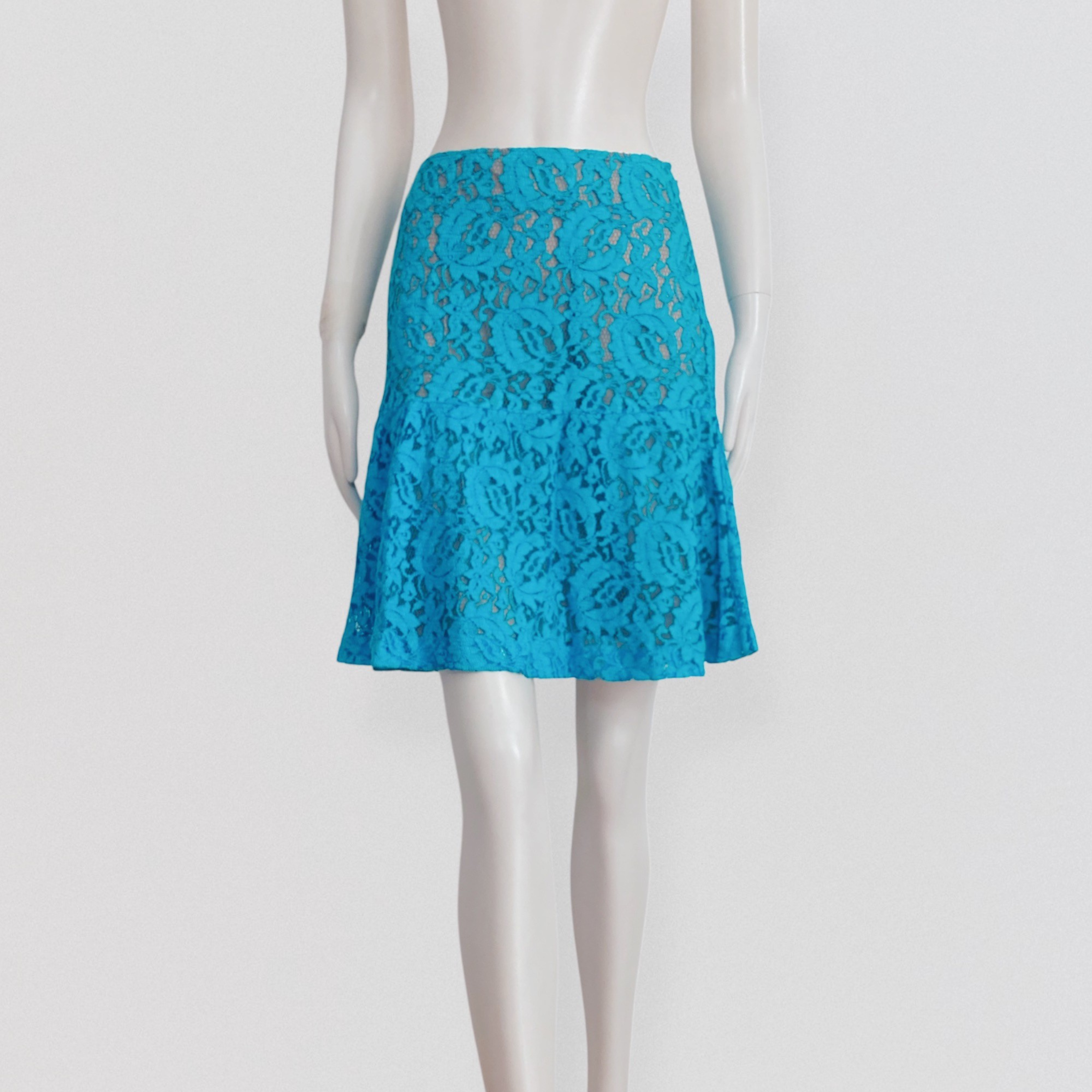 MOSCHINO COUTURE Resort 2017 turquoise lace ruffle skirt 1