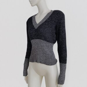 Vintage 90s DOLCE & GABBANA Black and grey metallic ribbed knit sweater