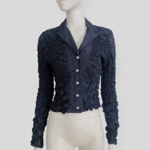 Vintage 90s KENZO JEANS Dark blue ruched denim jacket / overshirt