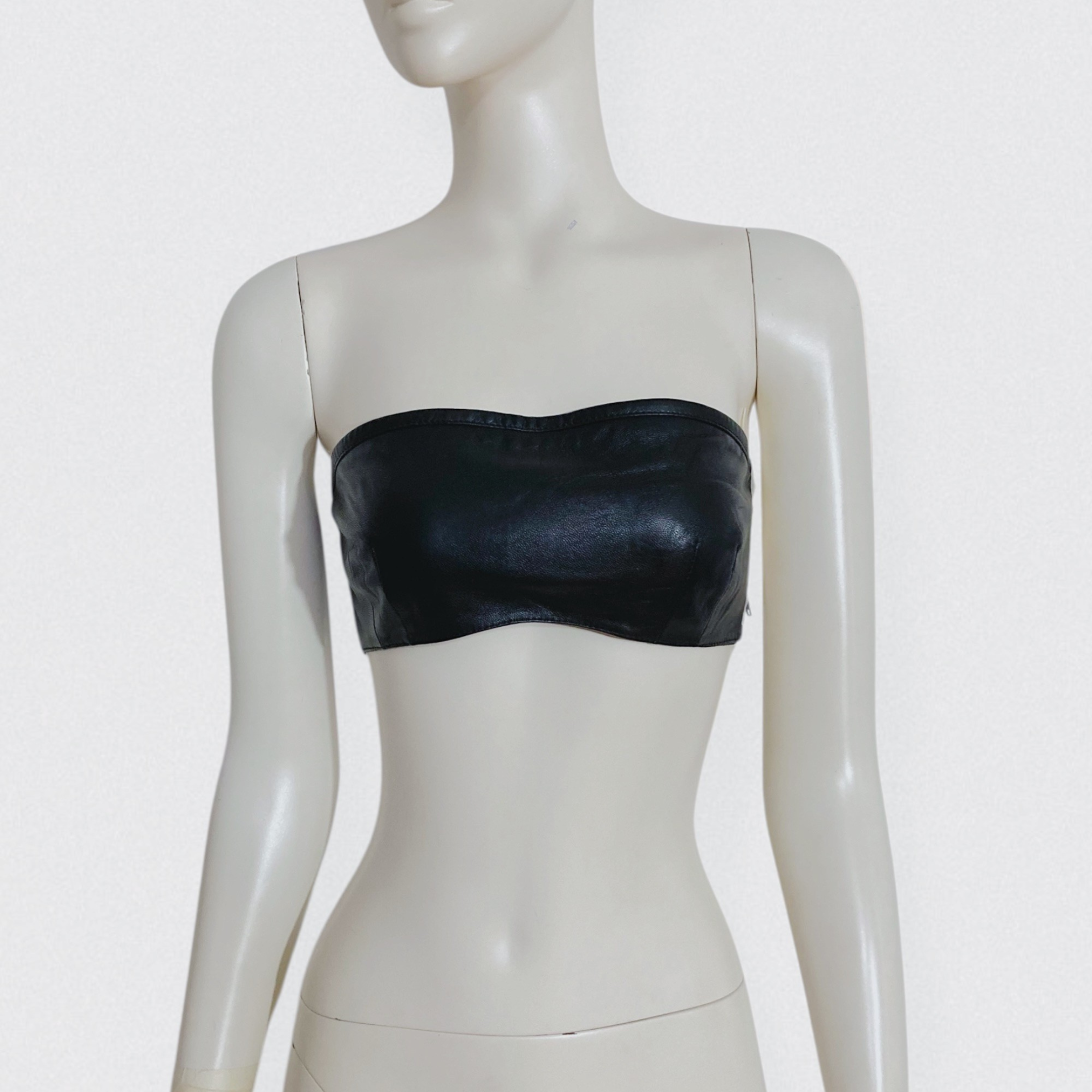 VERSUS by GIANNI VERSACE vintage 90s Black leather micro bandeau top 2
