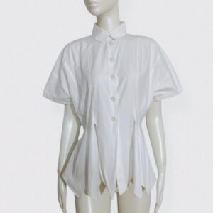 CHANTAL THOMASS vintage 90s White cotton short sleeve shirt with cutout detail