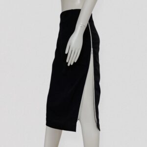 FUTURE OZBEK vintage 90s minimal Black pencil skirt with white side zippers