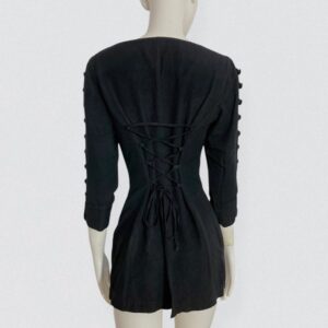 BYBLOS vintage 80s 90s Black jacket style top with square neckline & back lacing