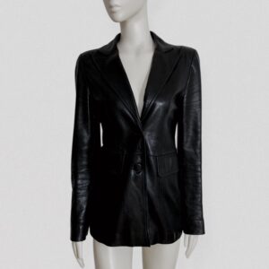 PLEIN SUD – vintage 90s Black leather blazer jacket 00s