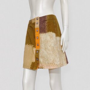 CHRISTIAN LACROIX vintage 90s Patchwork print denim mini skirt