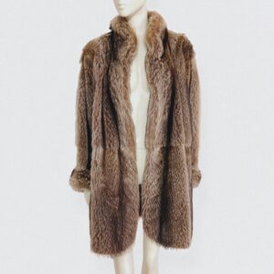 YVES SAINT LAURENT vintage 80s Brown fox fur coat