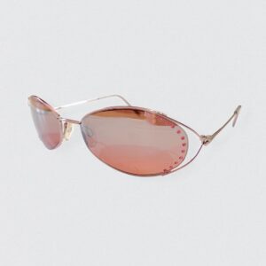 KRIZIA vintage 90s Copper metal oval sunglasses with pink rhinestones