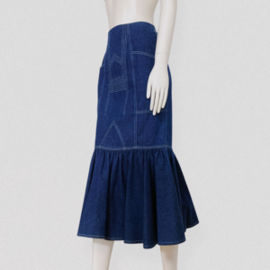 Vintage 80s CHANTAL THOMASS S/S 1986 runway mermaid denim maxi skirt with decorative topstitching
