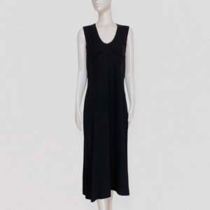 Vintage 90s minimalist black silk maxi dress with open back detail