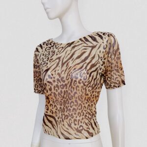 Vintage 00s LA PERLA Semi-sheer leopard Y2K mesh top