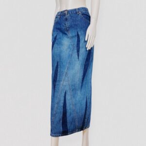 Vintage 90s D&G Blue denim maxi skirt with patchwork details