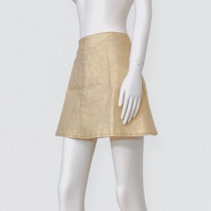ANNA MOLINARI FOR BLUMARINE – Gold denim mini skater skirt