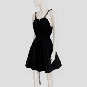 Vintage 00s Y2K GF FERRÉ Black parachute mini dress with chain-style straps & removable belt