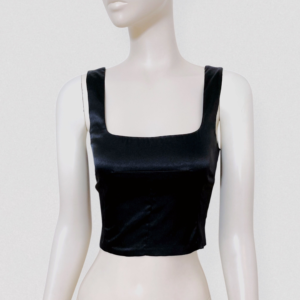 Vintage 00s Y2K D&G Black satin backless bustier crop top