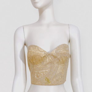Vintage 90s OAKS BY GF FERRÉ Beige & gold baroque paisley crop bustier