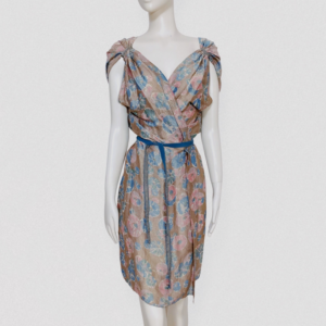 Vintage 90s ANNA MOLINARI blumarine Draped wrap dress with floral brocade