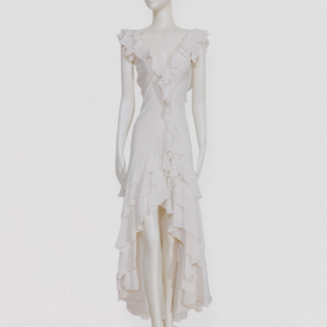 Vintage 00s GAI MATTIOLO White silk ruffle maxi dress