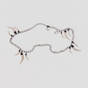 Vintage 00s Y2K BLUGIRL BLUMARINE Silver chain belt with ivory horn charms