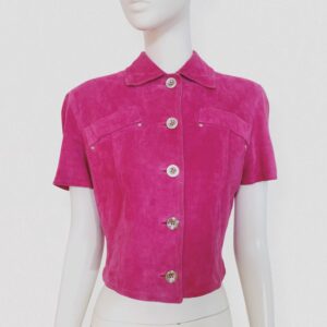 Vintage 90s BYBLOS Pink suede leather cropped jacket