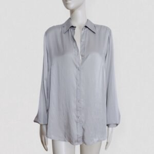 Vintage 90s grey silver satin silk shirt