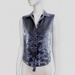 Vintage 80s KRIZIA Silver steel grey sleeveless blouse