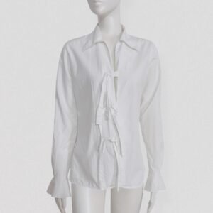 Vintage 00s ANNE FONTAINE White cotton ribbon-closure shirt