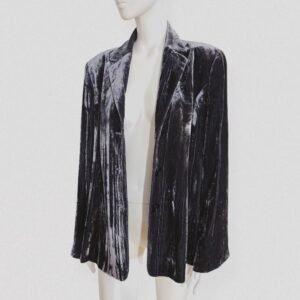 Vintage 80S KRIZIA Steel grey crushed velvet blazer