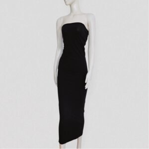 Vintage 00s Y2K PLEIN SUD Black strapless tube maxi dress