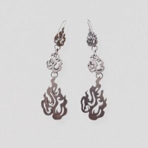Vintage 90s METAL POINTU’S Silver flame drop earrings