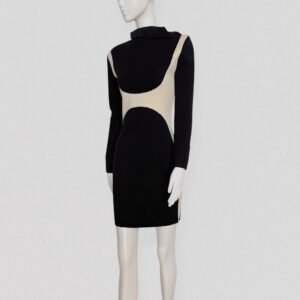 GIANFRANCO FERRÉ vintage 80s Black & cream graphic knit dress