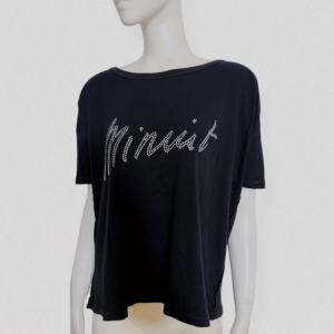 SONIA RYKIEL vintage 00s Black βminuitβ rhinestone t-shirt