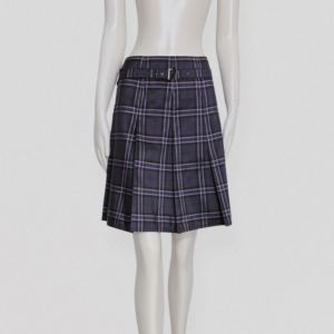 BLUNAUTA vintage 00s Grey silk tartan pleated skirt with integrated belt