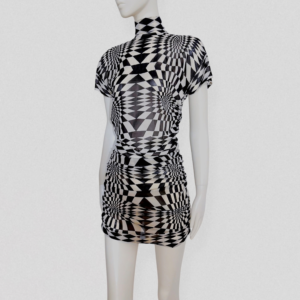 DOLCE & GABBANA vintage runway F/W 2003 Op Art silk mini dress